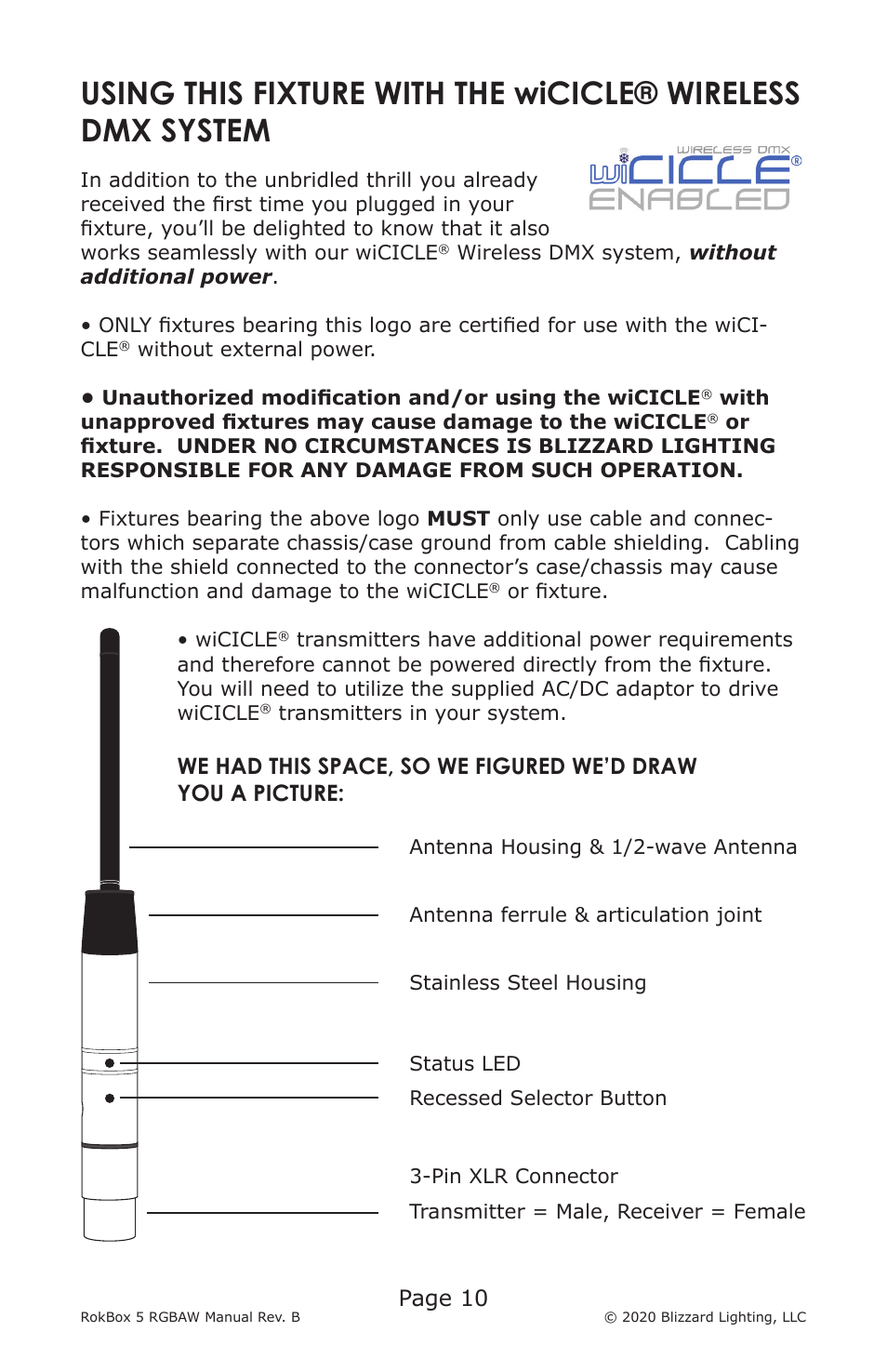 Page 10 | Blizzard RokBox 5 RGBAW Color Wash LED Fixture User Manual | Page 10 / 20