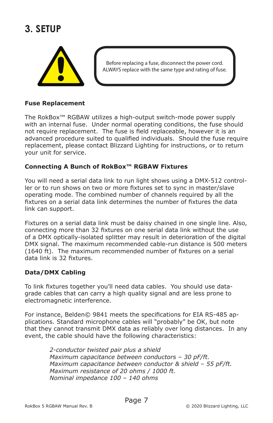 Setup, Page 7 | Blizzard RokBox 5 RGBAW Color Wash LED Fixture User Manual | Page 7 / 20