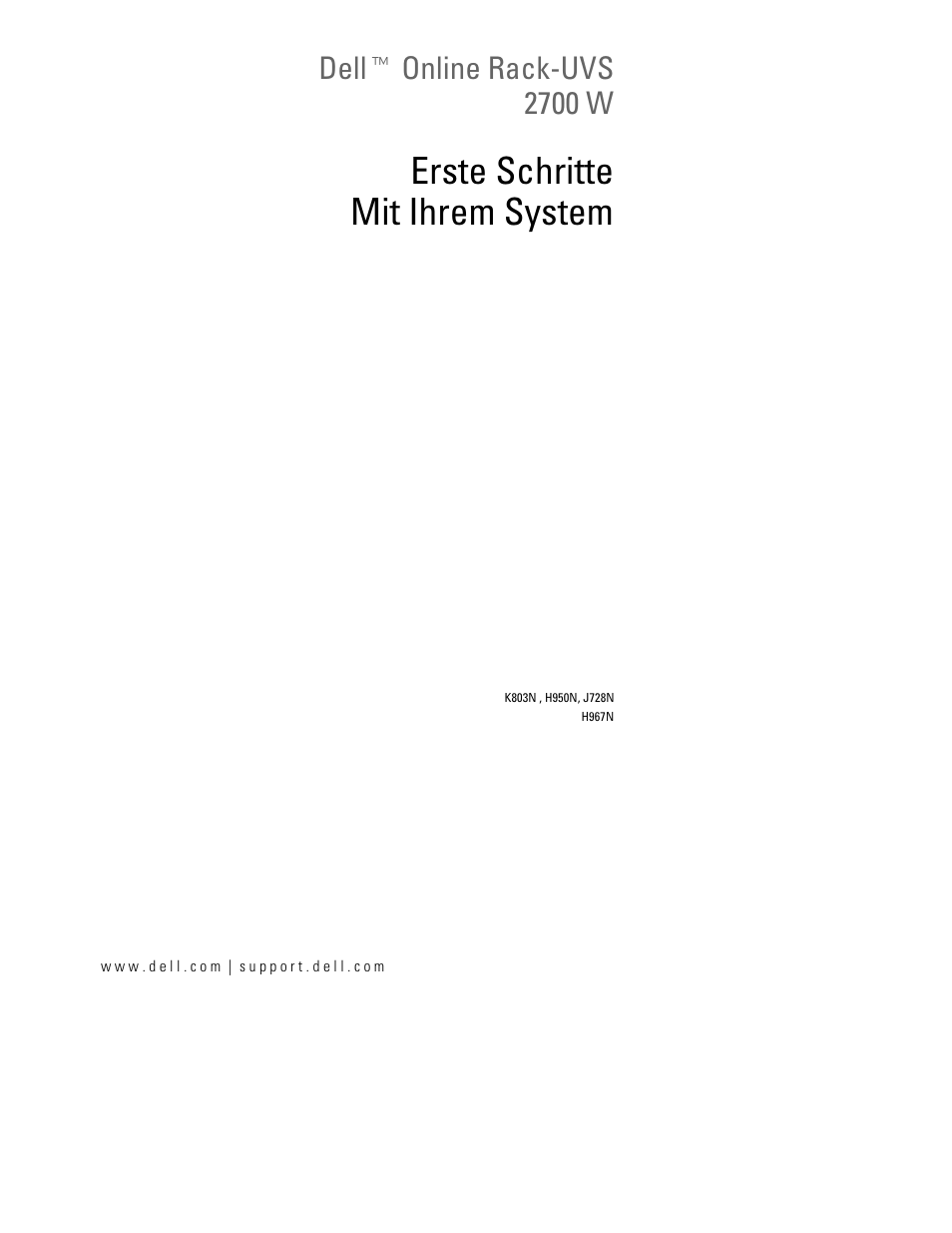 Erste schritte mit ihrem system, Dellt online rack-uvs 2700 w | Dell H950N User Manual | Page 35 / 152