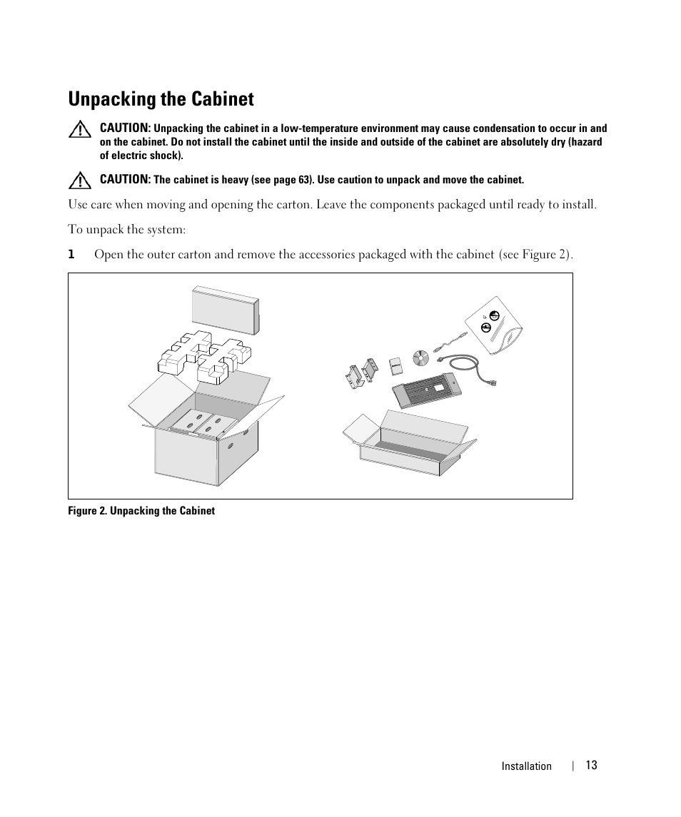 Unpacking the cabinet | Dell H967N User Manual | Page 13 / 71