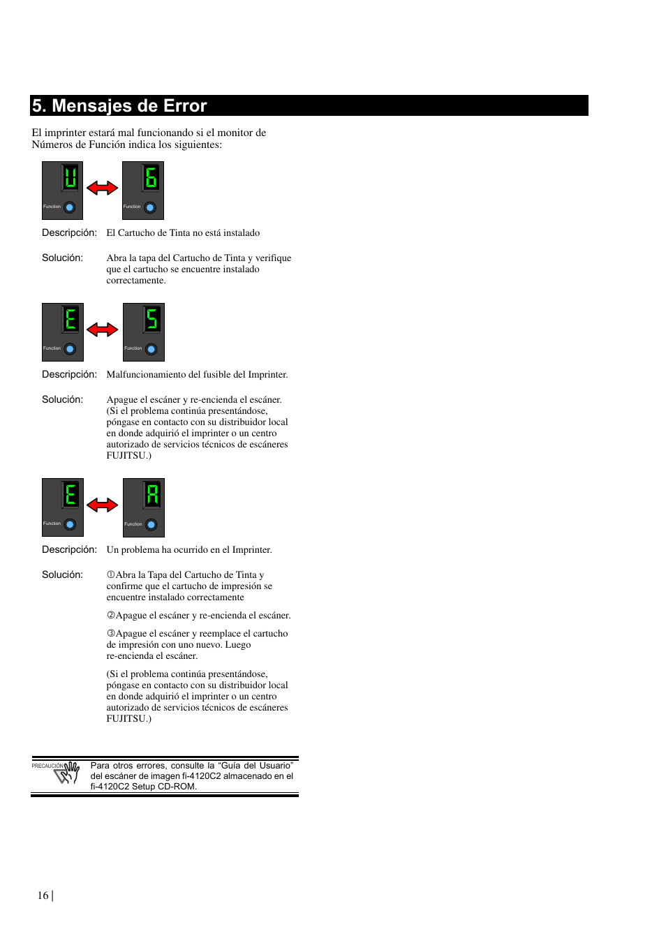 Artículos de limpieza, Mensajes de error | Dell fi-412PR User Manual | Page 100 / 128