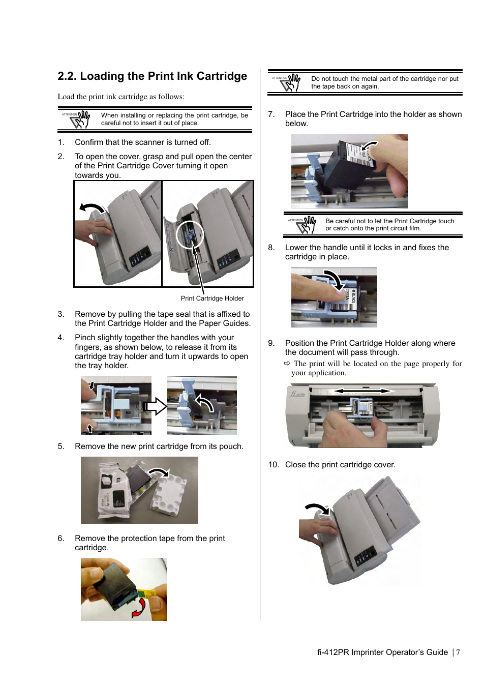 Loading the print ink cartridge | Dell fi-412PR User Manual | Page 11 / 128