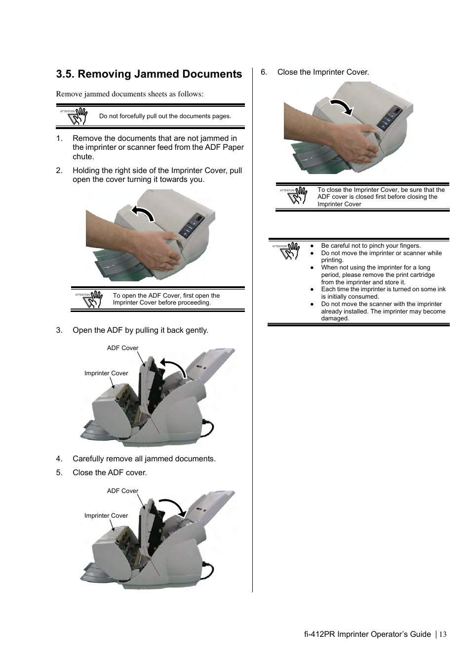 Removing jammed documents | Dell fi-412PR User Manual | Page 17 / 128