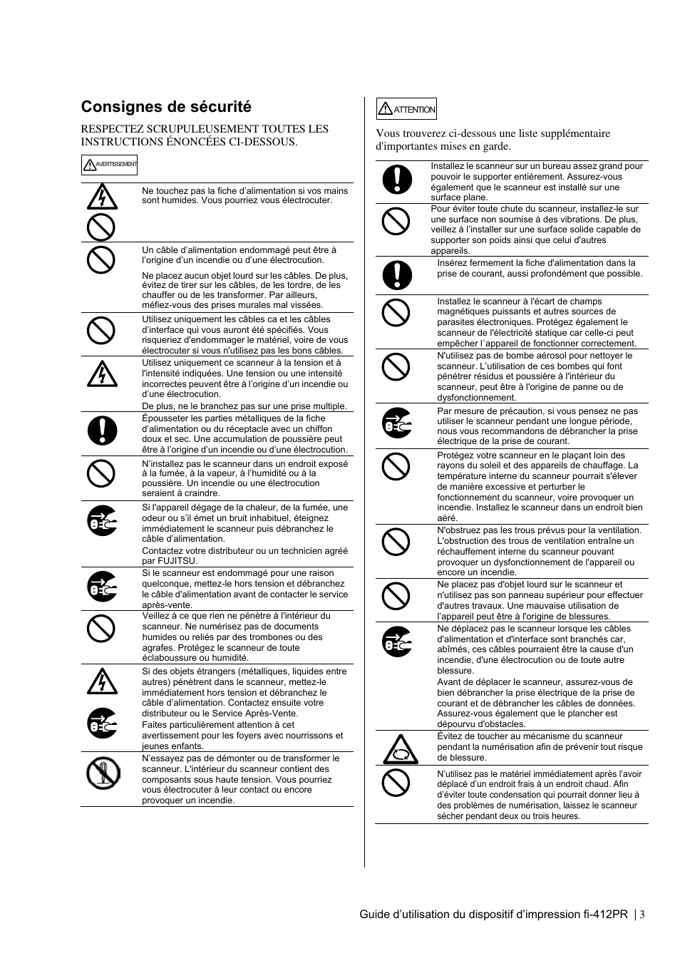 Consignes de sécurité | Dell fi-412PR User Manual | Page 27 / 128