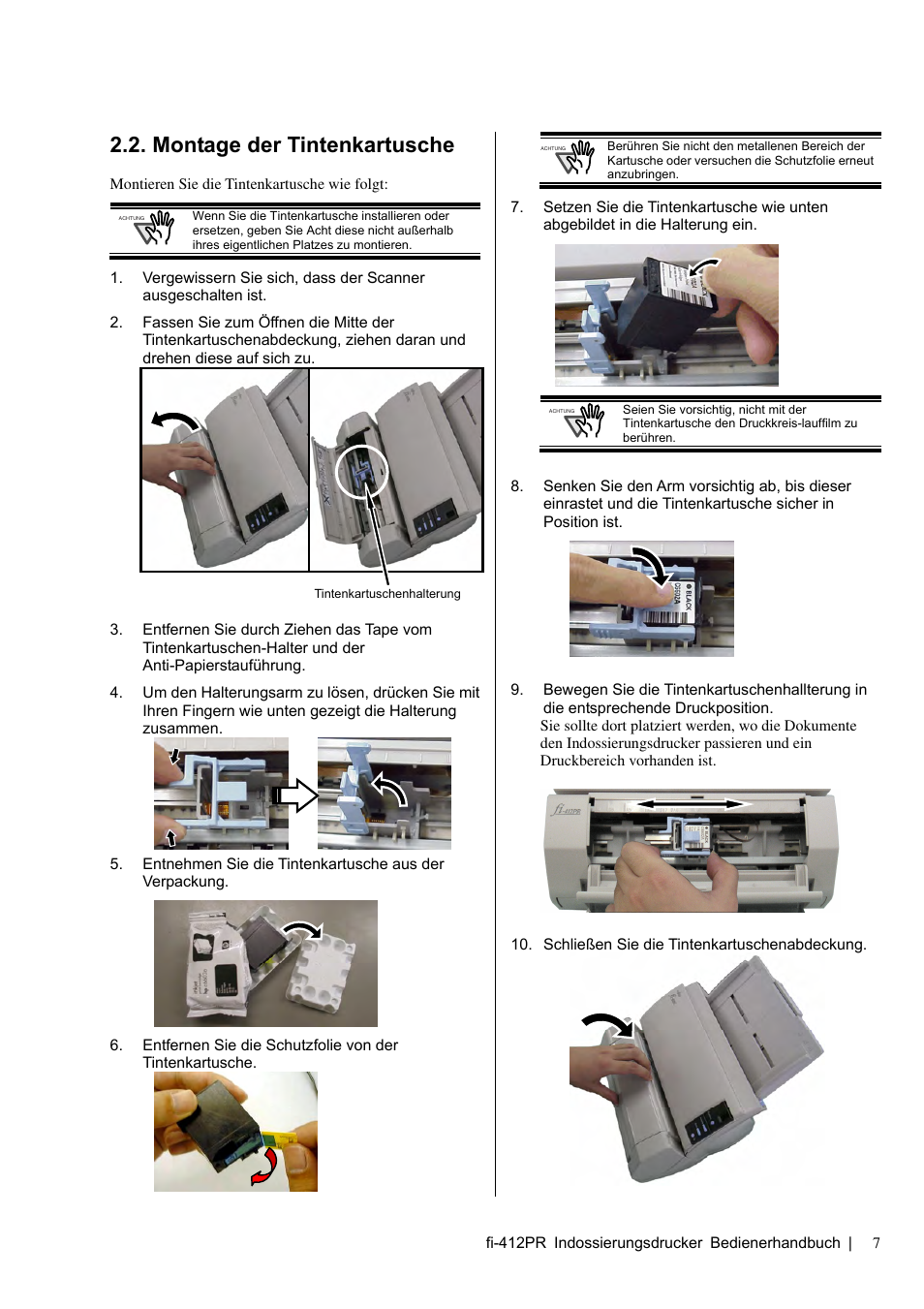 Montage der tintenkartusche | Dell fi-412PR User Manual | Page 51 / 128