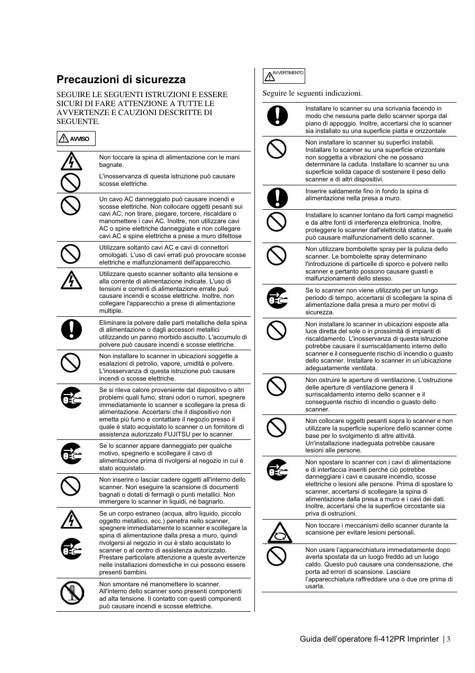 Precauzioni di sicurezza | Dell fi-412PR User Manual | Page 67 / 128