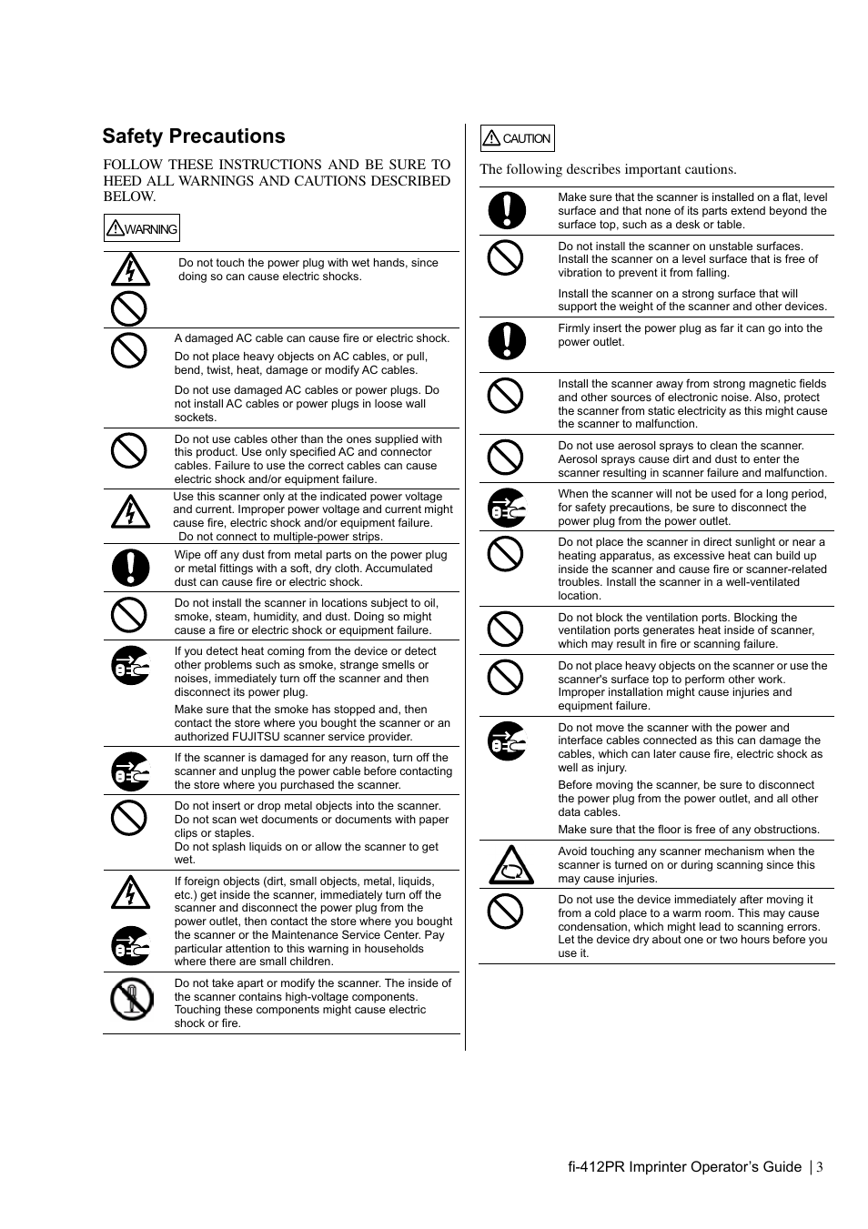 Safety precautions | Dell fi-412PR User Manual | Page 7 / 128