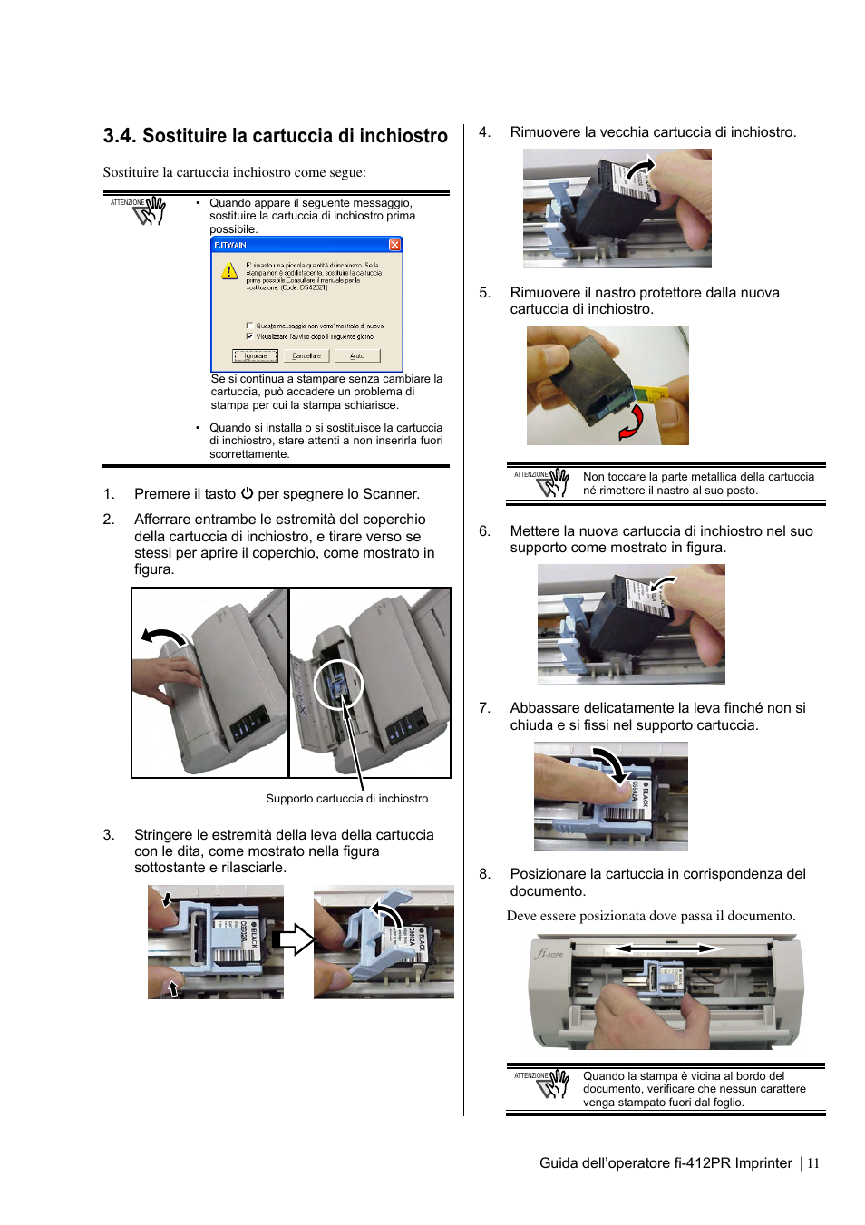 Sostituire la cartuccia di inchiostro | Dell fi-412PR User Manual | Page 75 / 128