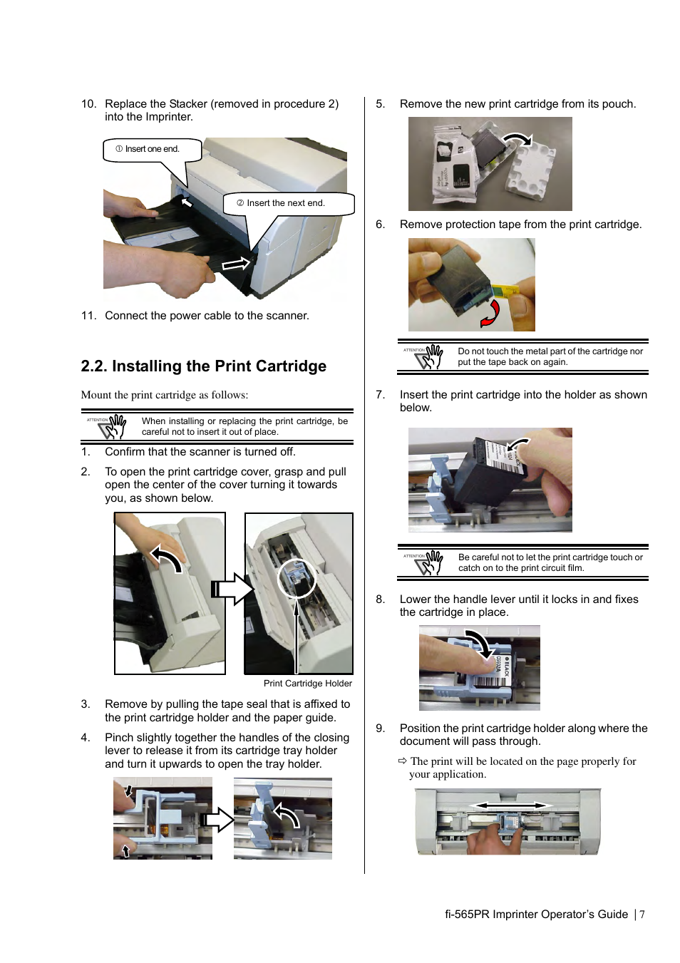 Installing the print cartridge | Dell fi-565PR User Manual | Page 11 / 128