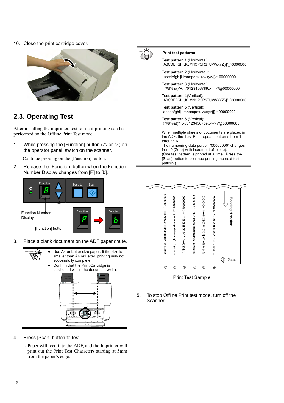 Operating test | Dell fi-565PR User Manual | Page 12 / 128