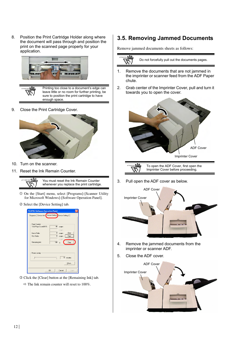 Removing jammed documents | Dell fi-565PR User Manual | Page 16 / 128