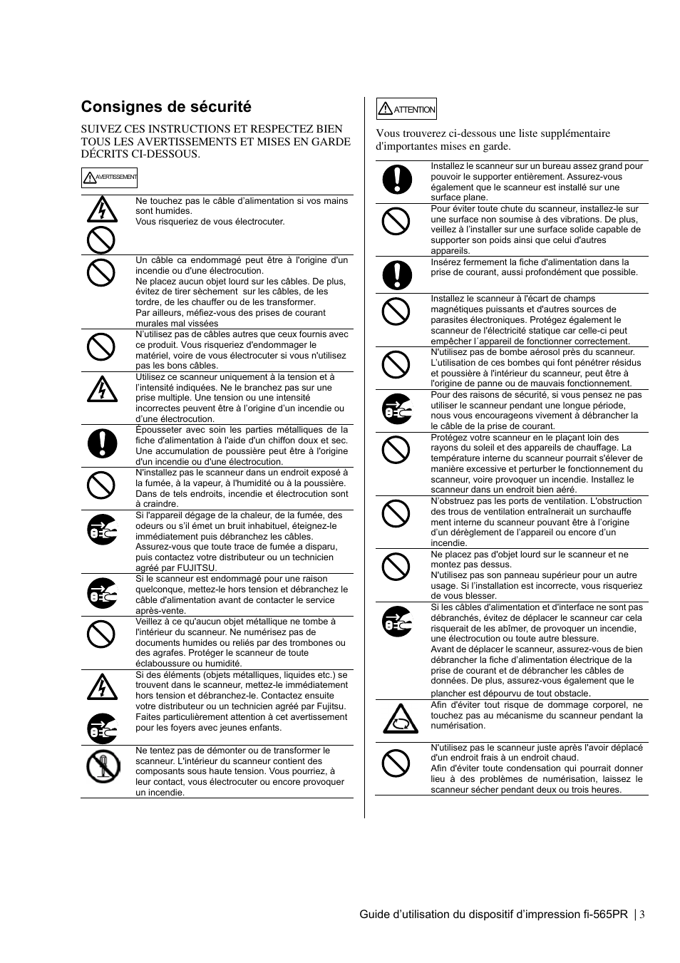 Consignes de sécurité | Dell fi-565PR User Manual | Page 27 / 128