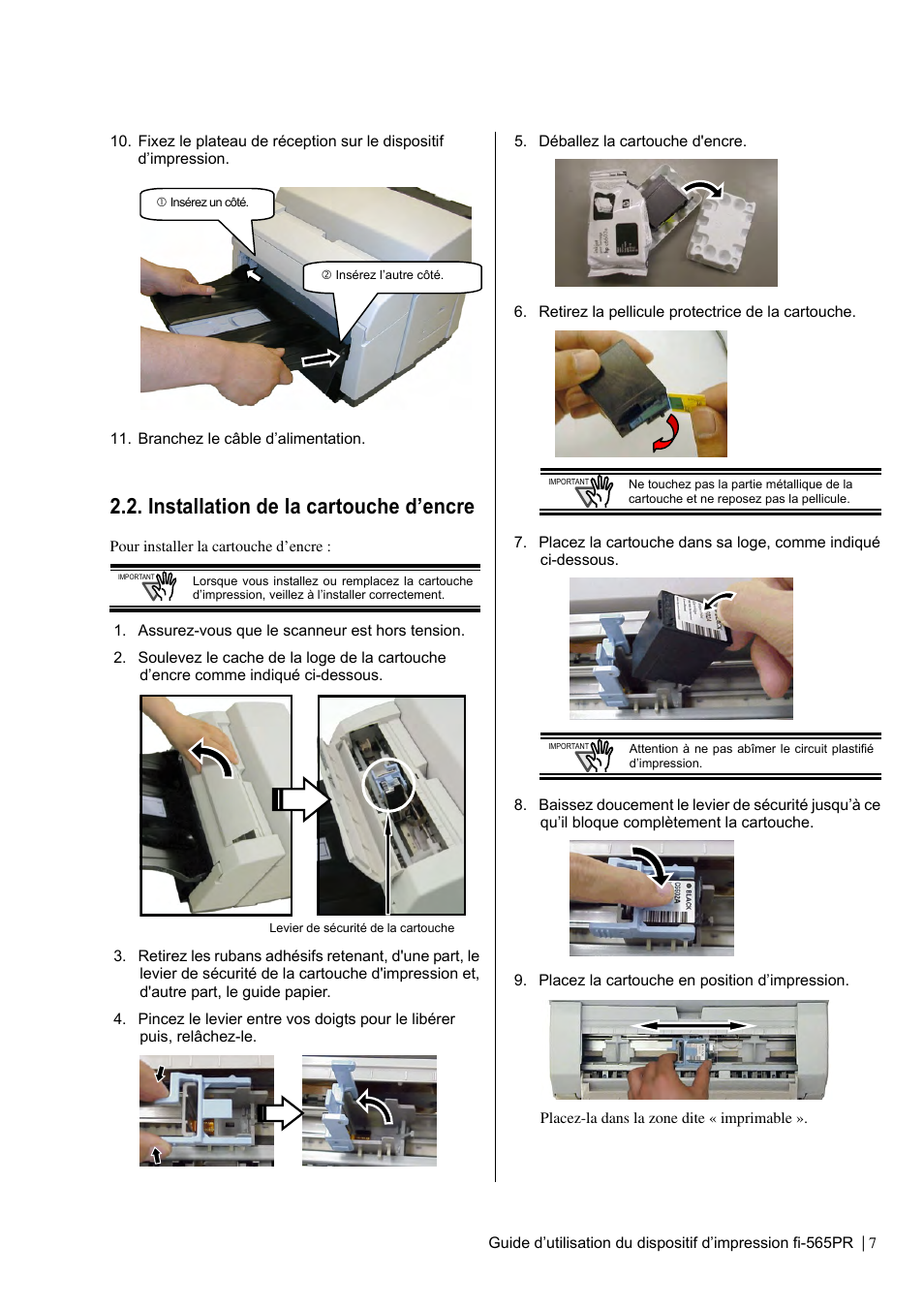 Installation de la cartouche d’encre | Dell fi-565PR User Manual | Page 31 / 128