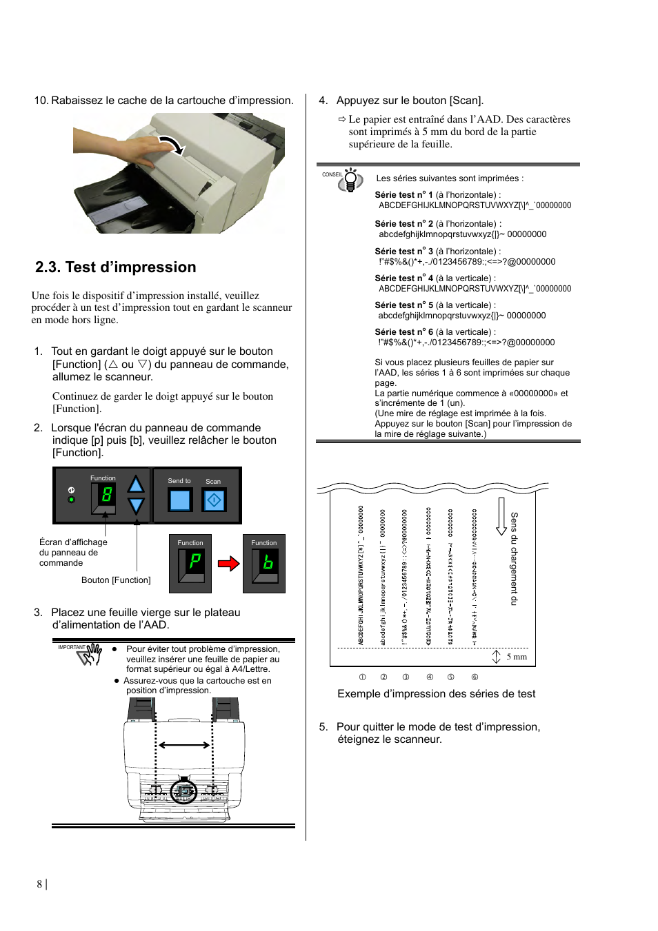 Test d’impression | Dell fi-565PR User Manual | Page 32 / 128
