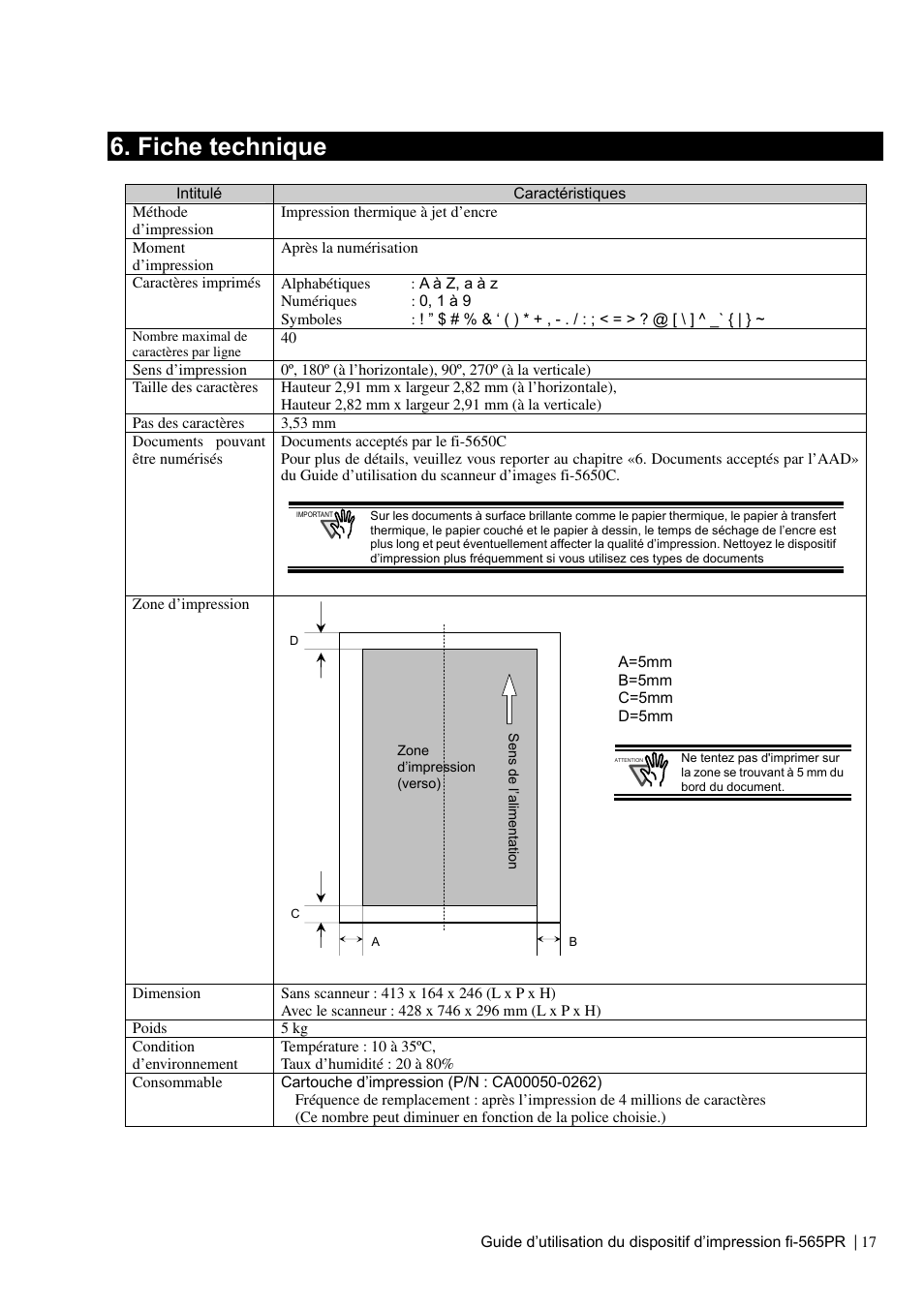 Fiche technique | Dell fi-565PR User Manual | Page 41 / 128