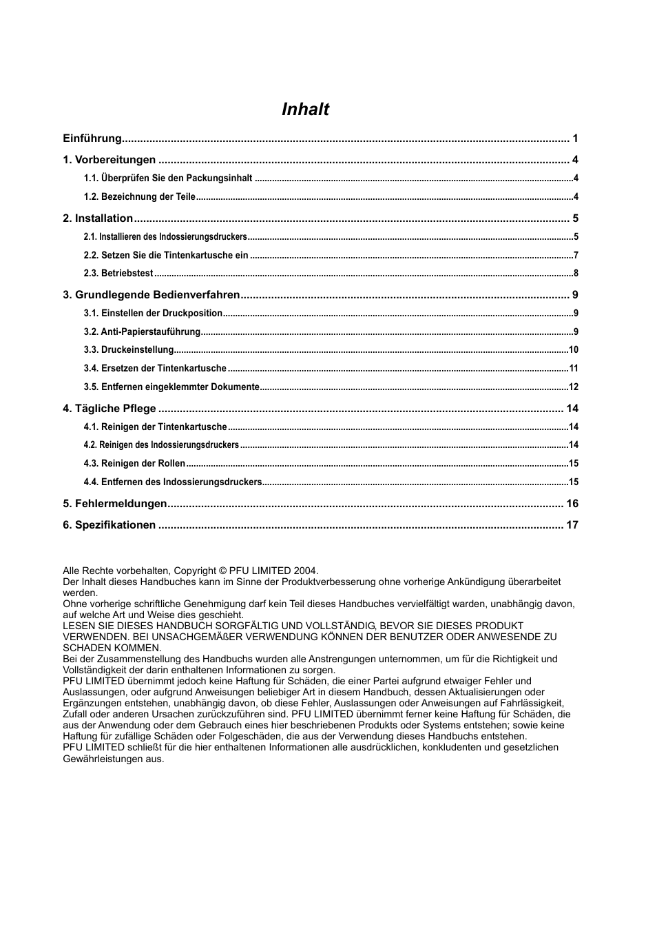 Inhalt | Dell fi-565PR User Manual | Page 44 / 128