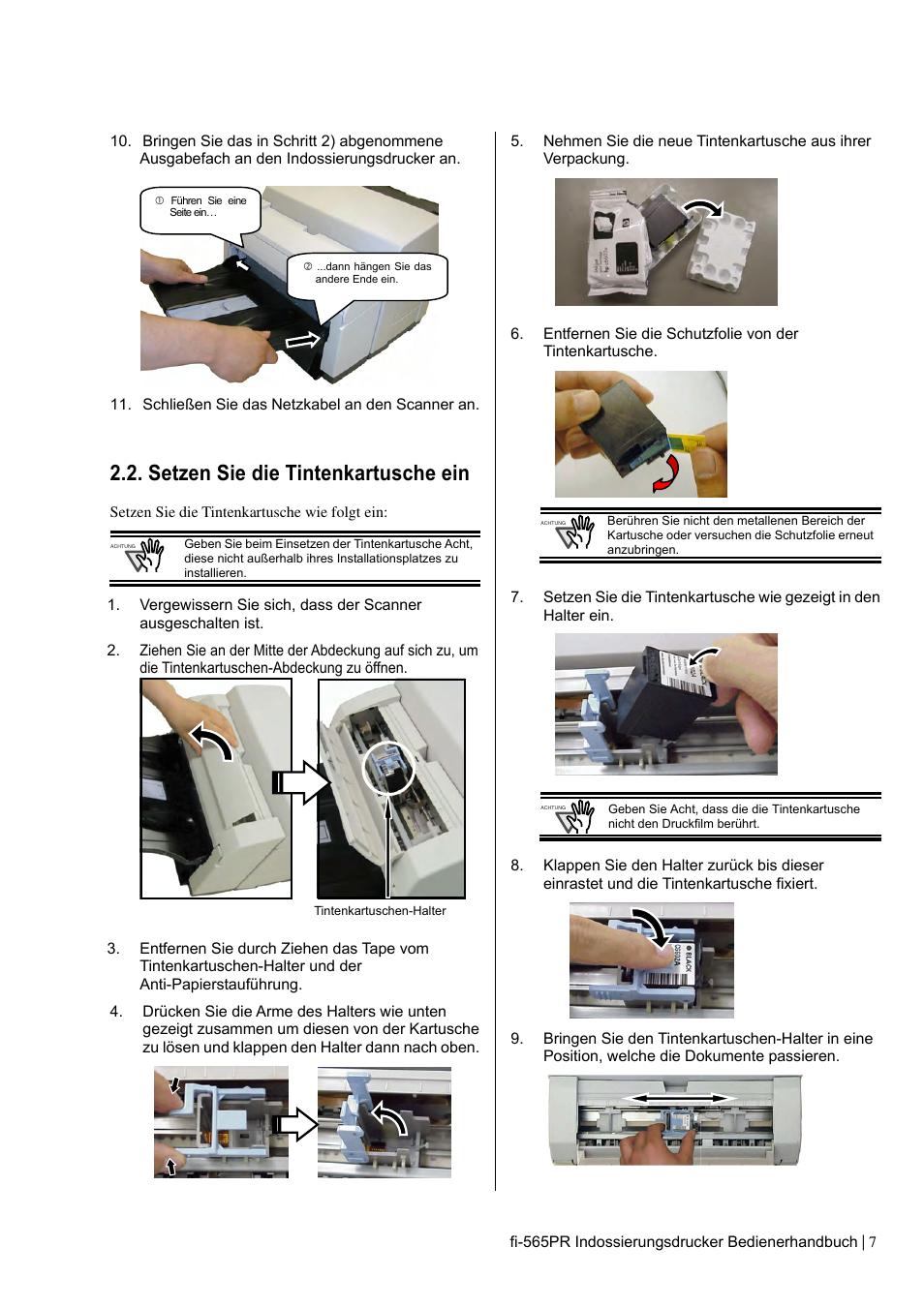 Setzen sie die tintenkartusche ein | Dell fi-565PR User Manual | Page 51 / 128