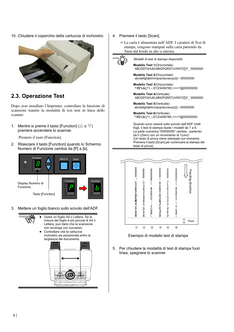 Operazione test | Dell fi-565PR User Manual | Page 72 / 128