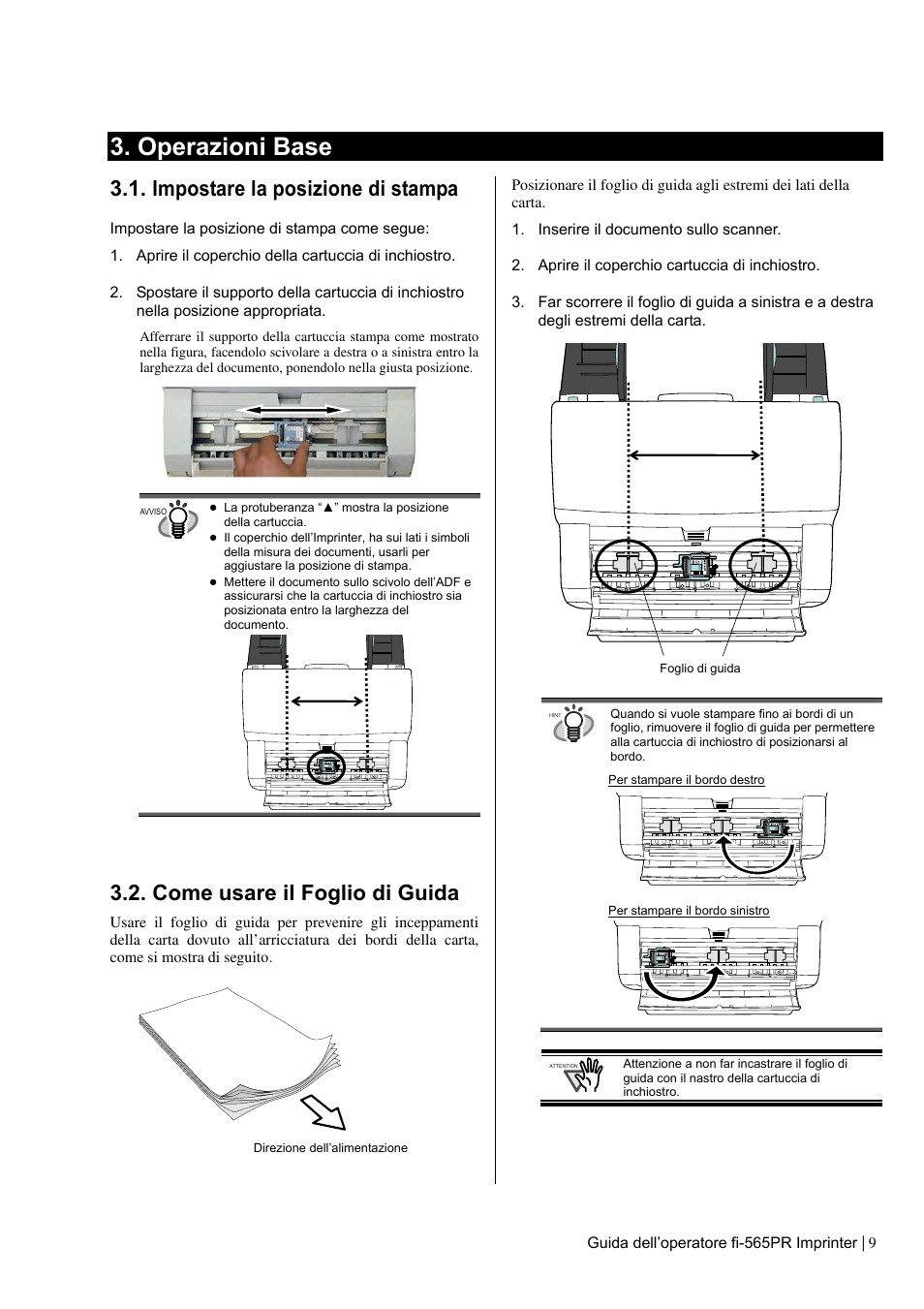 Operazioni base, Impostare la posizione di stampa, Come usare il foglio di guida | Dell fi-565PR User Manual | Page 73 / 128