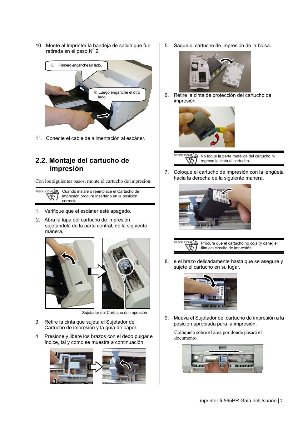 Montaje del cartucho de impresión | Dell fi-565PR User Manual | Page 91 / 128
