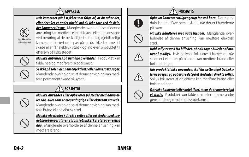 Da-2 dansk | FujiFilm Lens Hood for XF 80mm f/2.8 R LM OIS WR Macro Lens User Manual | Page 112 / 172