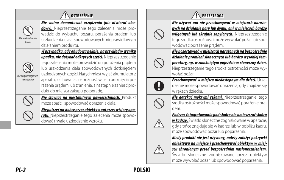 Pl-2 polski | FujiFilm Lens Hood for XF 80mm f/2.8 R LM OIS WR Macro Lens User Manual | Page 122 / 172