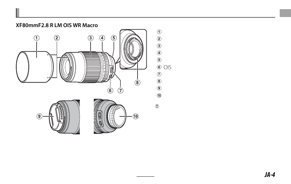 Ja-4 | FujiFilm Lens Hood for XF 80mm f/2.8 R LM OIS WR Macro Lens User Manual | Page 5 / 172