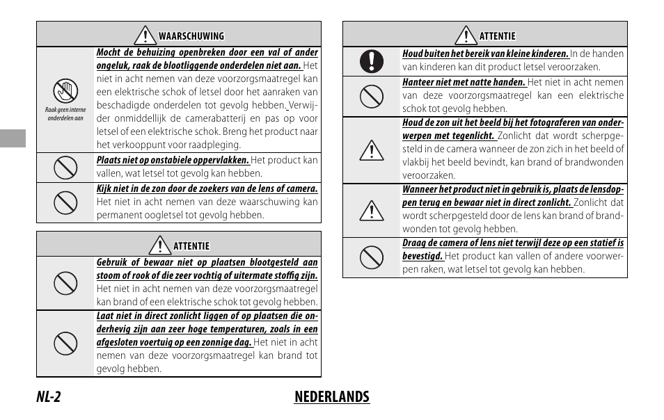Nl-2 nederlands | FujiFilm Lens Hood for XF 80mm f/2.8 R LM OIS WR Macro Lens User Manual | Page 52 / 172