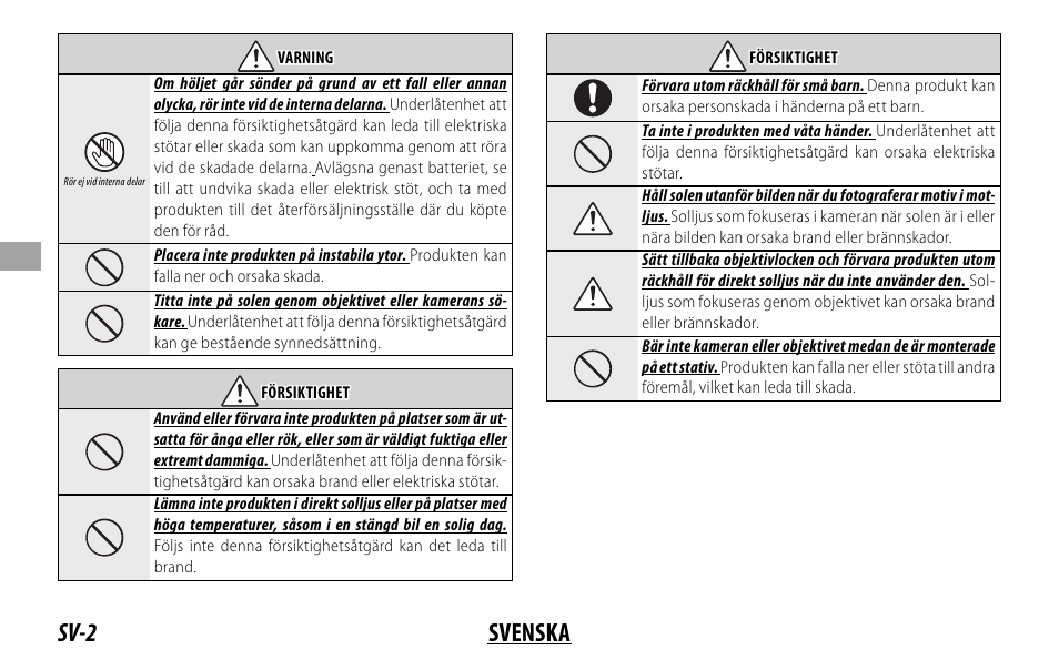 Sv-2 svenska | FujiFilm Lens Hood for XF 80mm f/2.8 R LM OIS WR Macro Lens User Manual | Page 62 / 172