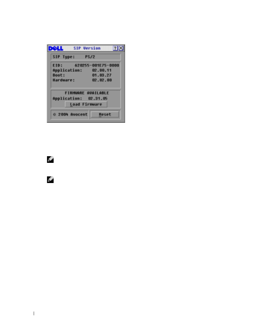 Resetting a sip, Figure 3-13, Sip version dialog box | Dell Console Switch User Manual | Page 36 / 58