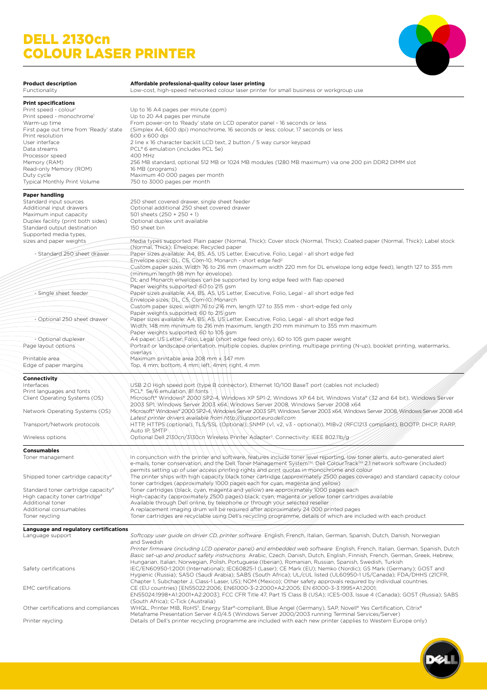 Dell 2130cn colour laser printer | Dell 2130cn User Manual | Page 3 / 4