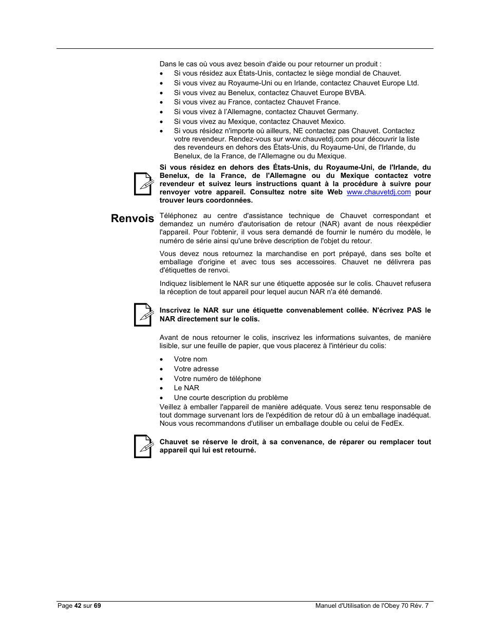 Renvois | CHAUVET DJ Obey 70 Universal DMX-512 Controller User Manual | Page 42 / 69