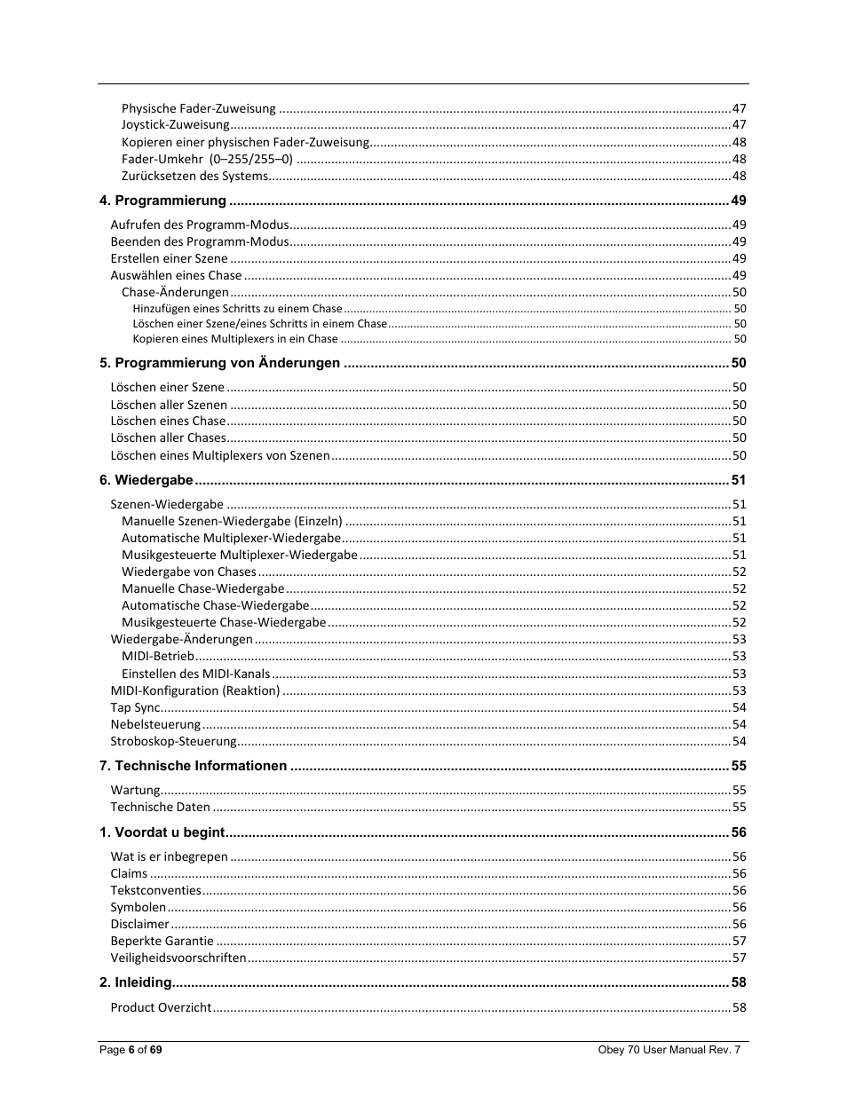 CHAUVET DJ Obey 70 Universal DMX-512 Controller User Manual | Page 6 / 69