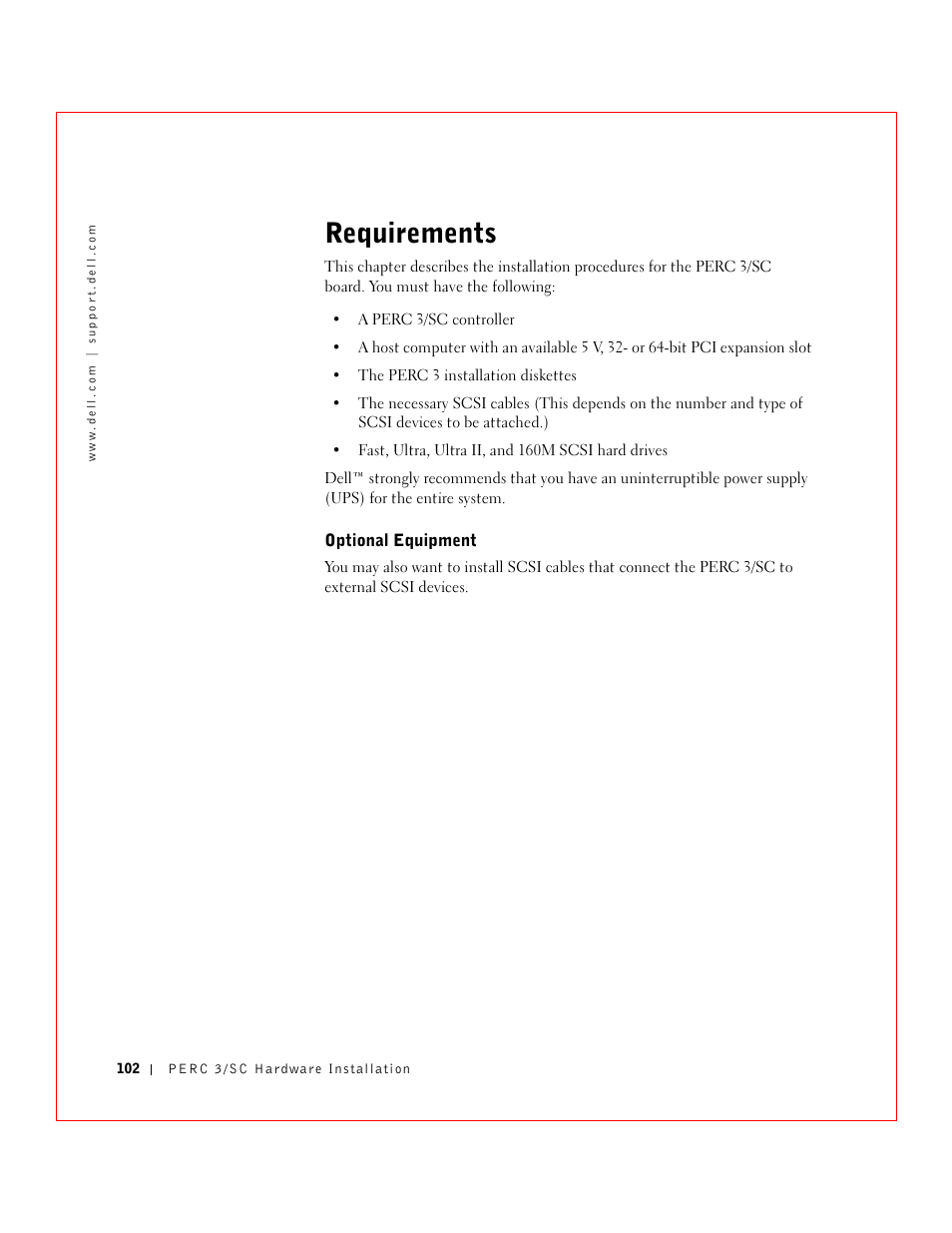 Requirements, Optional equipment | Dell 3 User Manual | Page 104 / 254