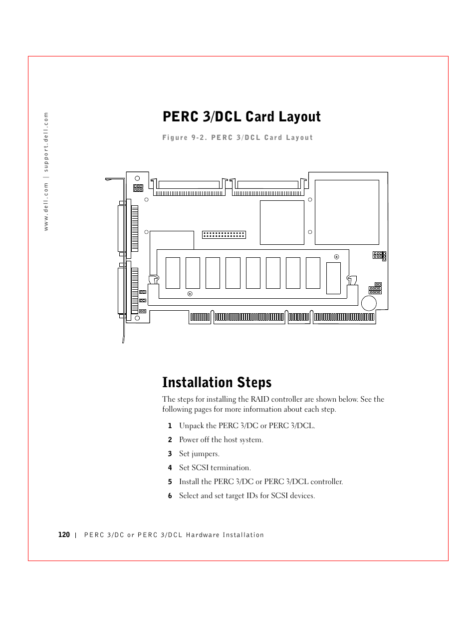 Perc 3/dcl card layout, Installation steps | Dell 3 User Manual | Page 122 / 254