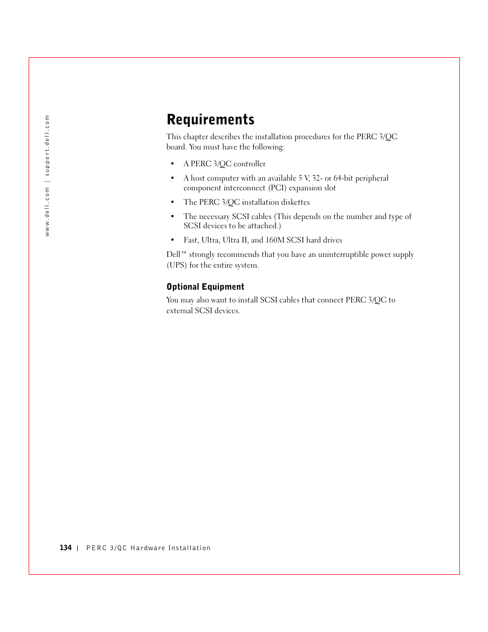 Requirements, Optional equipment | Dell 3 User Manual | Page 136 / 254