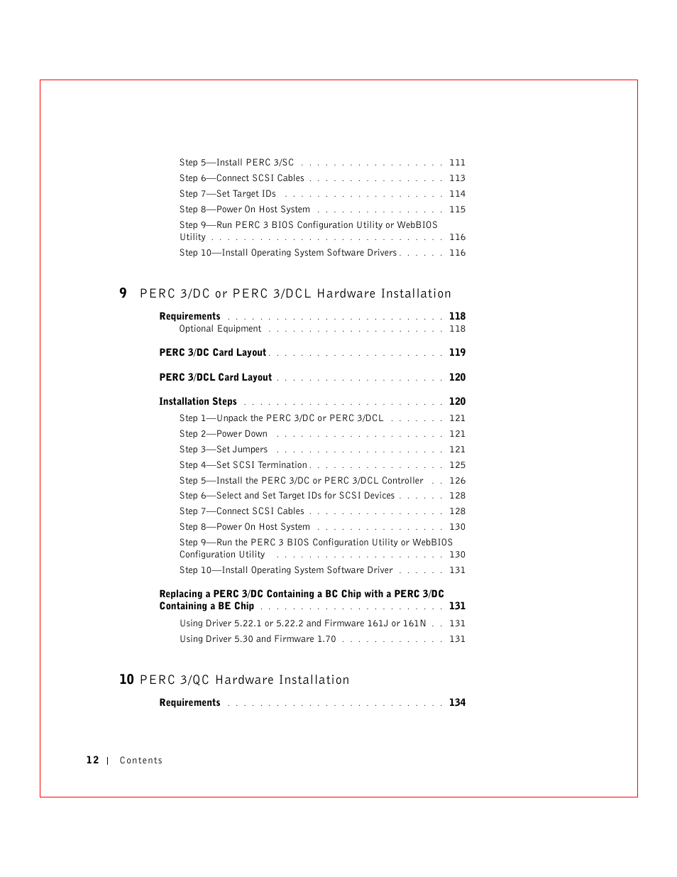 9 perc 3/dc or perc 3/dcl hardware installation, 10 perc 3/qc hardware installation | Dell 3 User Manual | Page 14 / 254