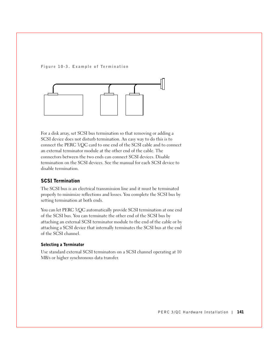 Scsi termination | Dell 3 User Manual | Page 143 / 254