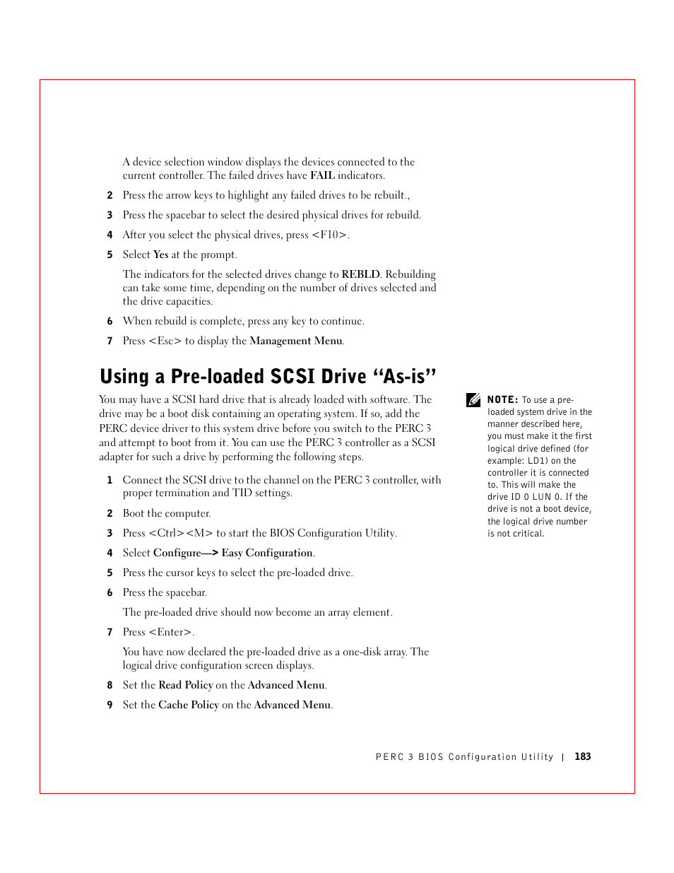 Using a pre-loaded scsi drive “as-is | Dell 3 User Manual | Page 185 / 254