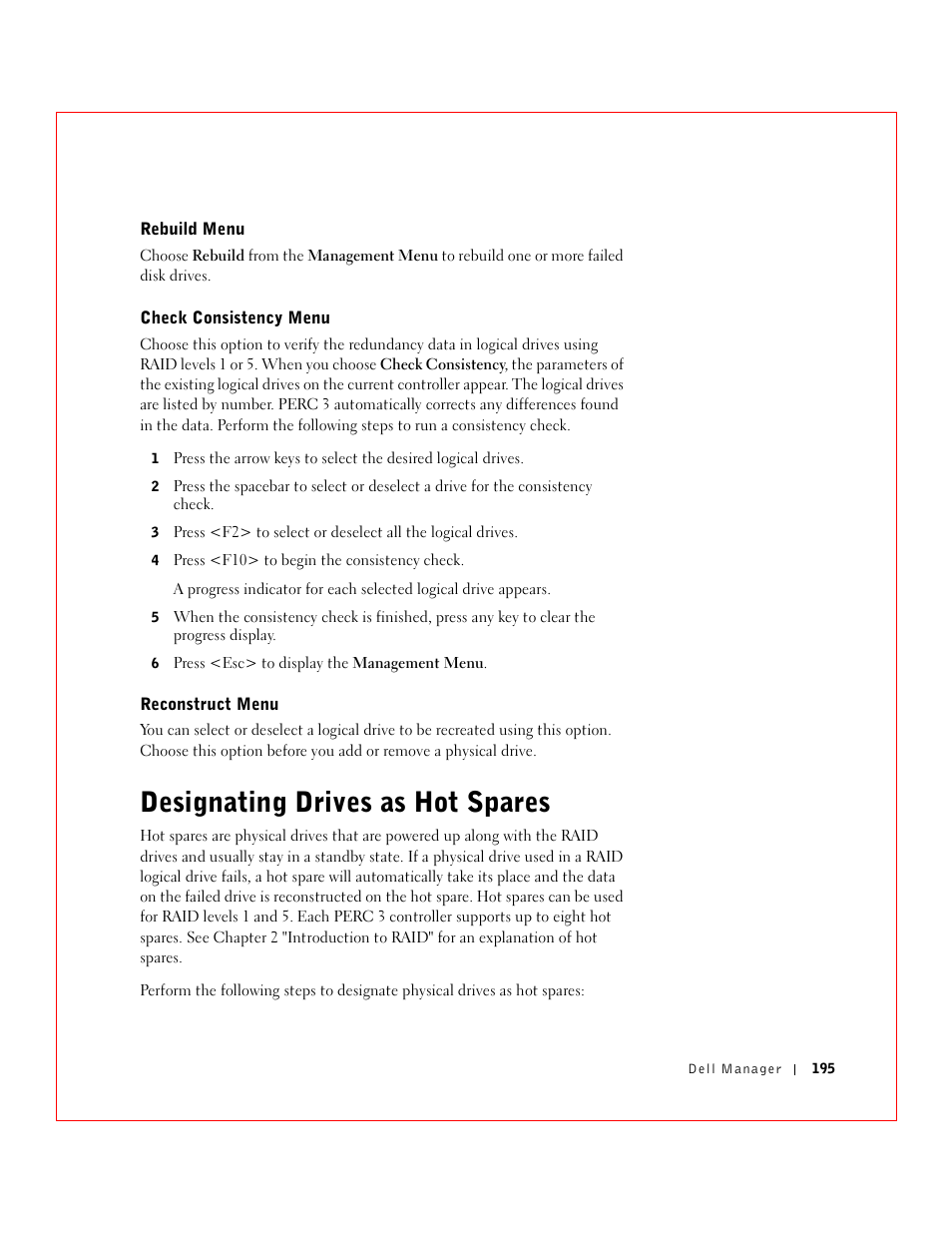 Designating drives as hot spares | Dell 3 User Manual | Page 197 / 254