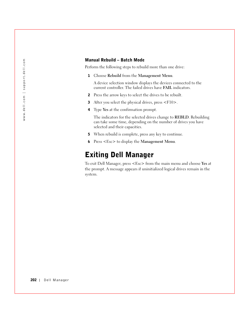 Exiting dell manager | Dell 3 User Manual | Page 204 / 254