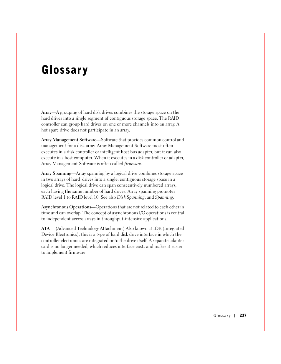 Glossary | Dell 3 User Manual | Page 239 / 254