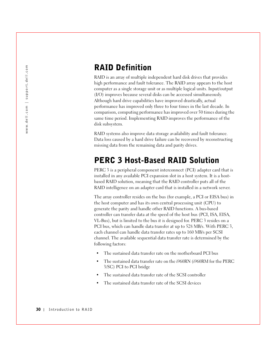 Raid definition, Perc 3 host-based raid solution | Dell 3 User Manual | Page 32 / 254