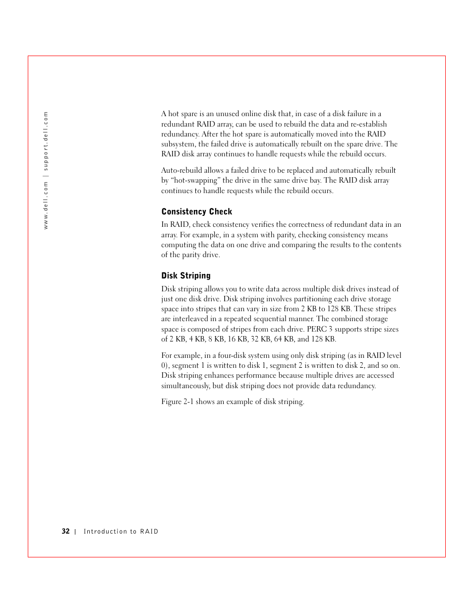 Consistency check, Disk striping | Dell 3 User Manual | Page 34 / 254