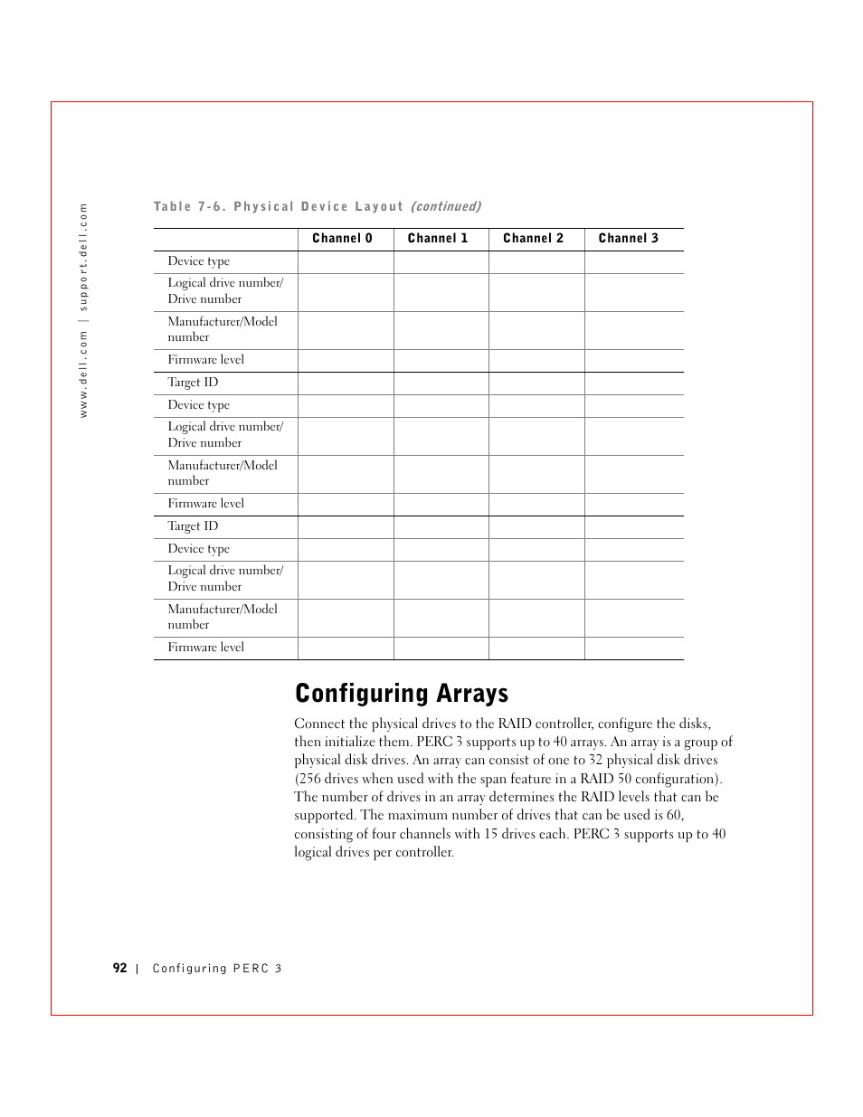 Configuring arrays | Dell 3 User Manual | Page 94 / 254