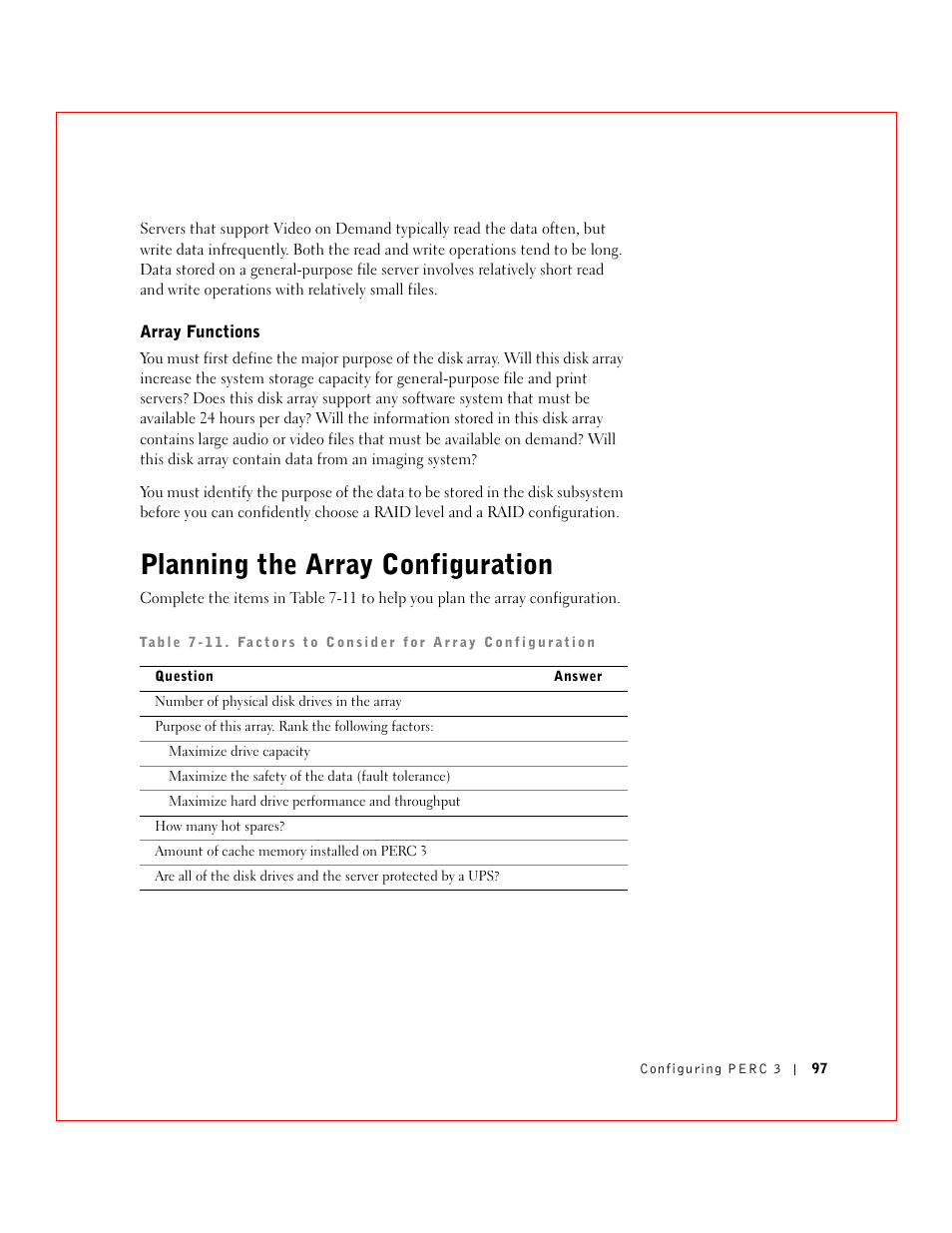 Planning the array configuration | Dell 3 User Manual | Page 99 / 254