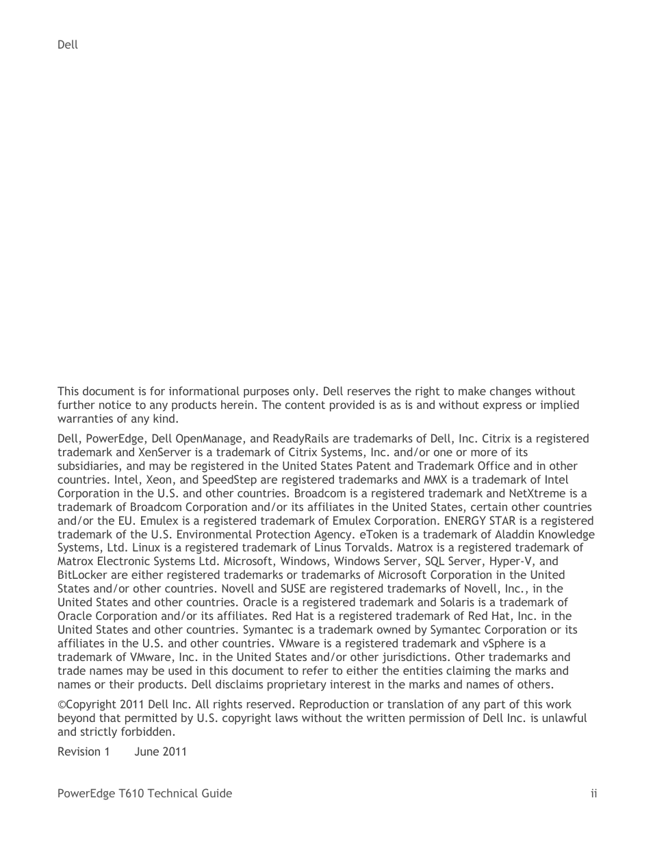 Dell PowerEdge T610 User Manual | Page 2 / 65