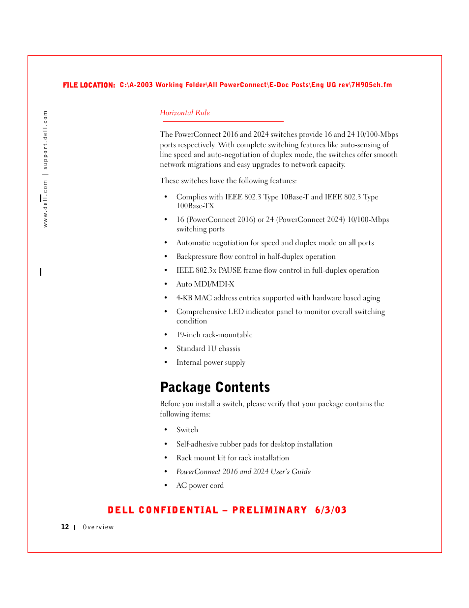 Package contents | Dell PowerConnect 2016 User Manual | Page 12 / 46