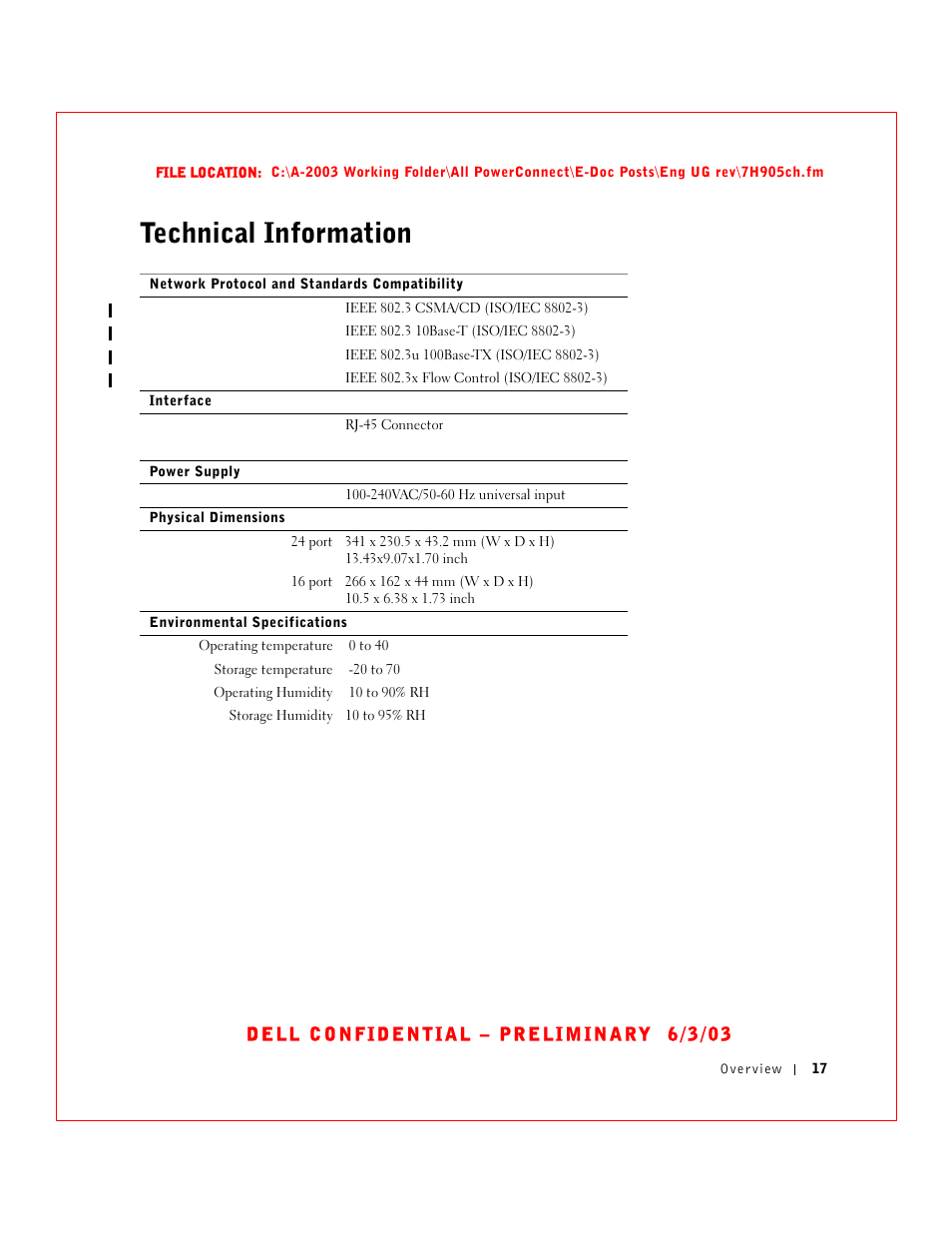 Technical information | Dell PowerConnect 2016 User Manual | Page 17 / 46