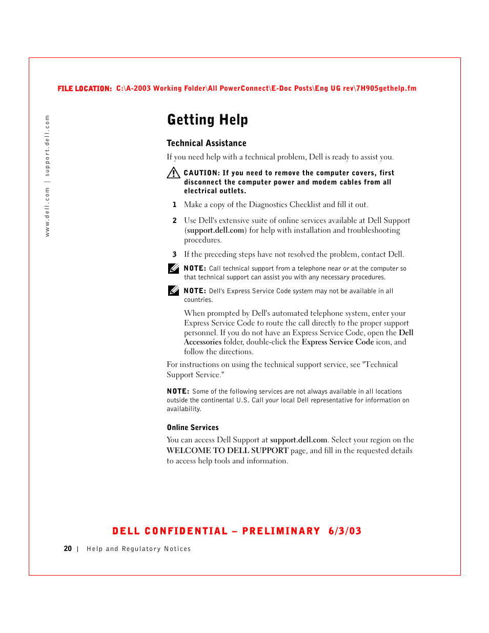 Getting help, Technical assistance | Dell PowerConnect 2016 User Manual | Page 20 / 46